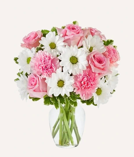 Bouquet Pastel Roses & Marguerites La Douceur - Tendresse & Affection - Montréal