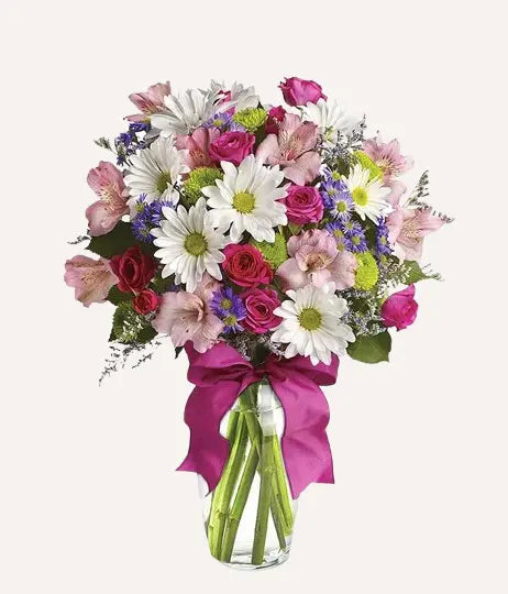 Bouquet Rond Compact S'il te Plaît - Anniversaire & Joie - Montréal