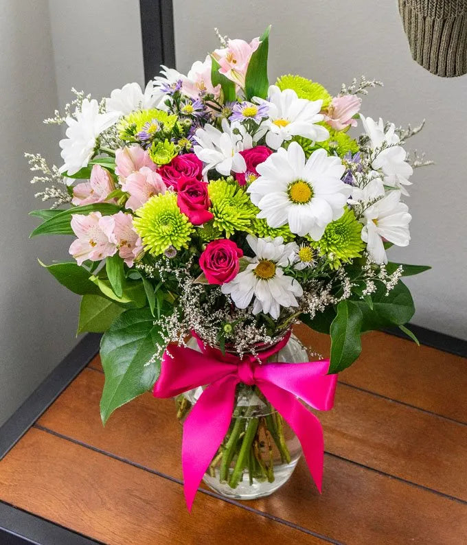 Bouquet Rond Compact S'il te Plaît - Anniversaire & Joie - Montréal